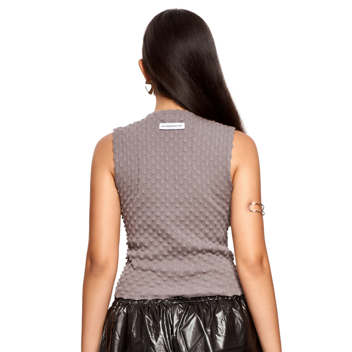 TEXTURED PRINTED TOP- GREY