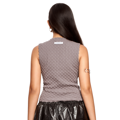 TEXTURED PRINTED TOP- GREY