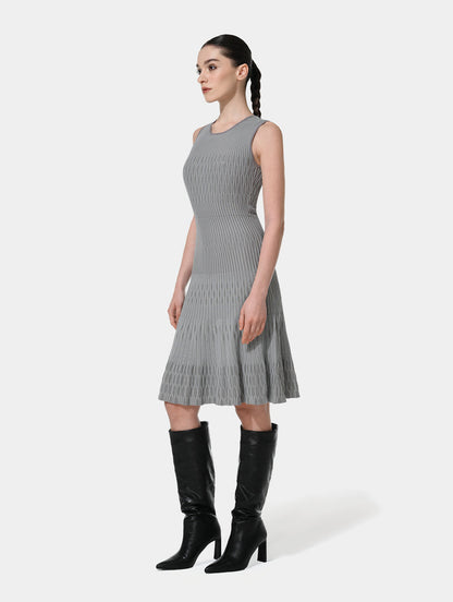 TEXTURED SLEEVELESS KNIT DRESS