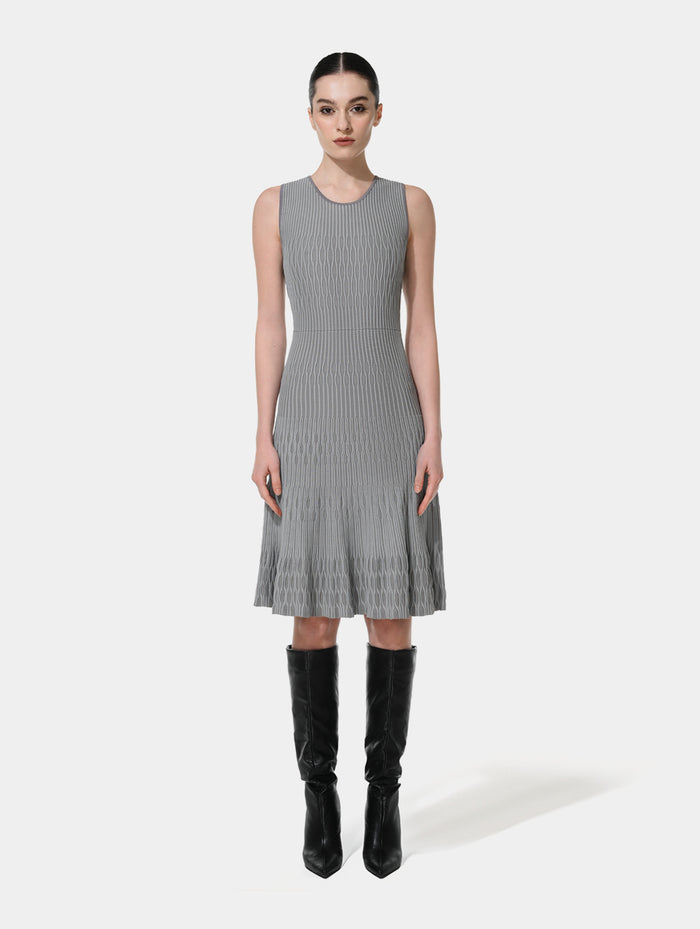 TEXTURED SLEEVELESS KNIT DRESS