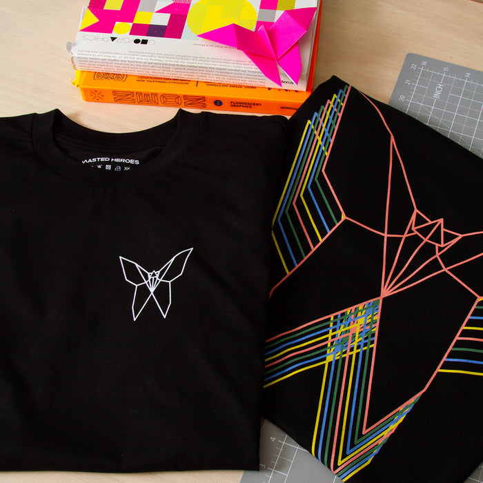 Trails Origami Butterfly Back Print - Tshirt - Black