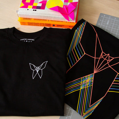 Trails Origami Butterfly Front Print - Tshirt - Black