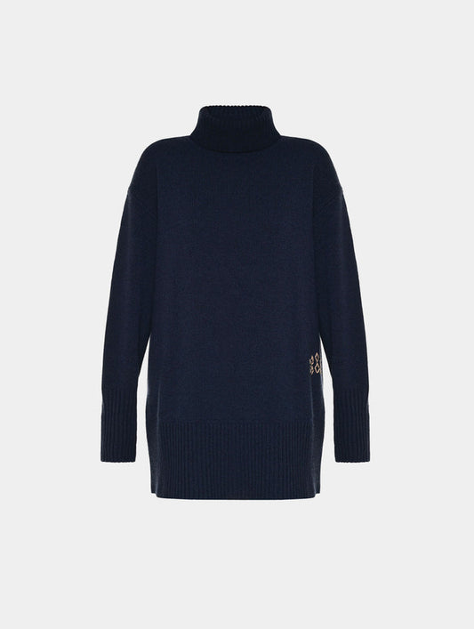 TURTLE NECK KNIT SWEATER- BLUE