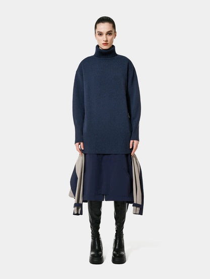 TURTLE NECK KNIT SWEATER- BLUE