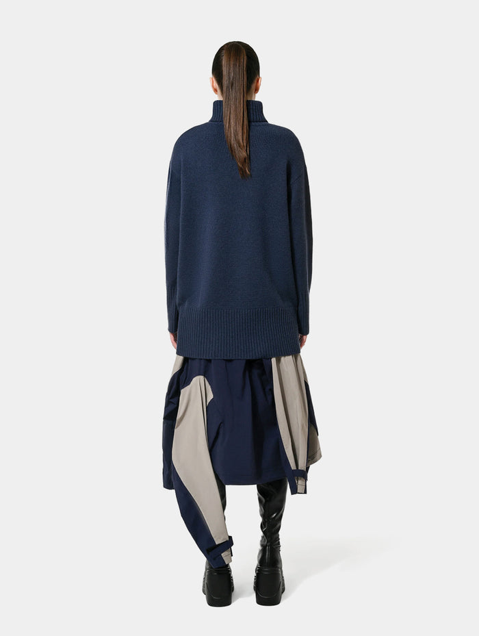 TURTLE NECK KNIT SWEATER- BLUE