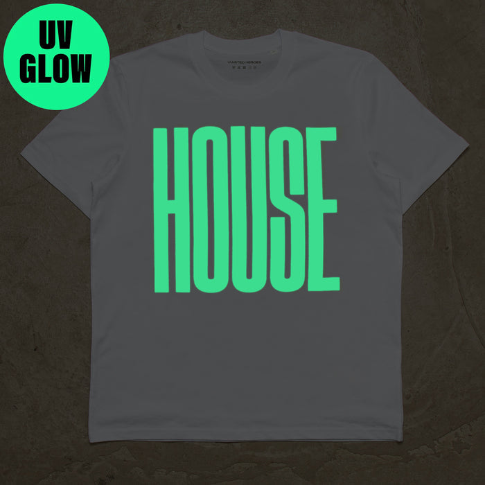 UV Glow Higher House Front Print - Tshirt - White