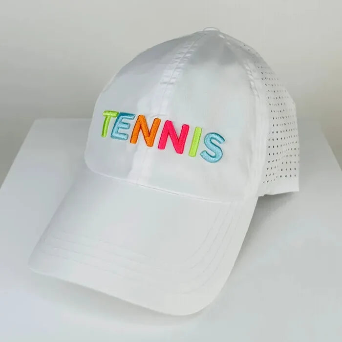 VimHue Tennis Puff Hat - White/Multi