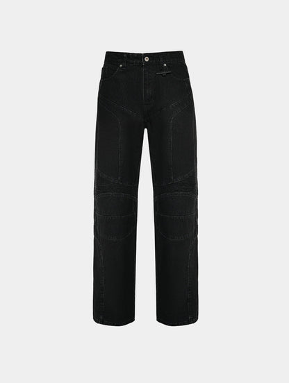 WASHED BIKER PANT - BLACK