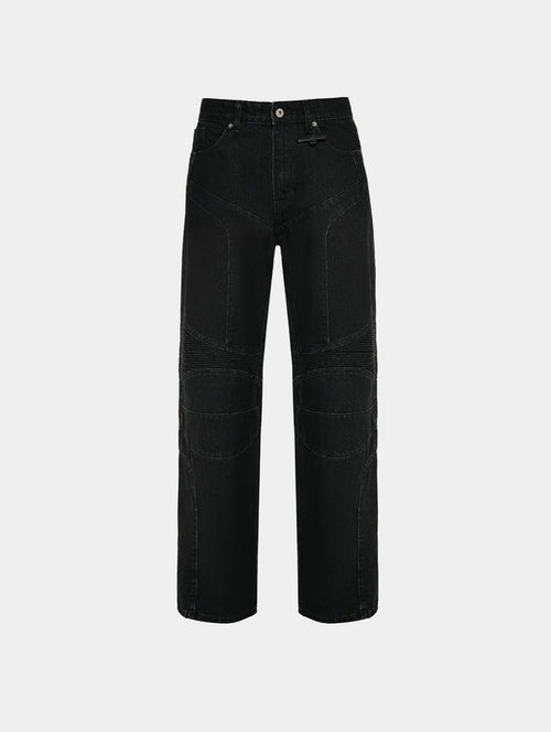 WASHED BIKER PANT - BLACK