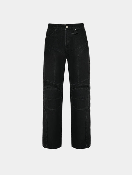 WASHED BIKER PANT - BLACK