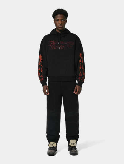 WASHED BIKER PANT - BLACK