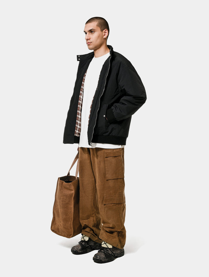 WAXED CARGO PANTS - BROWN