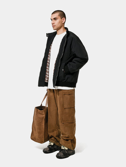 WAXED CARGO PANTS - BROWN