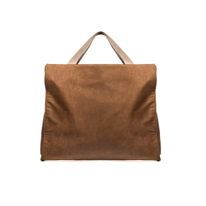 WAXED JUMBO TOTE - BEIGE