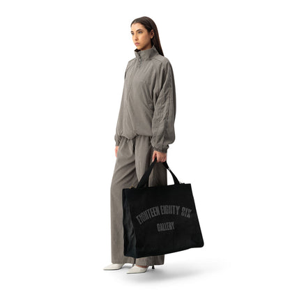 WAXED JUMBO TOTE - BLACK