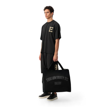 WAXED JUMBO TOTE - BLACK