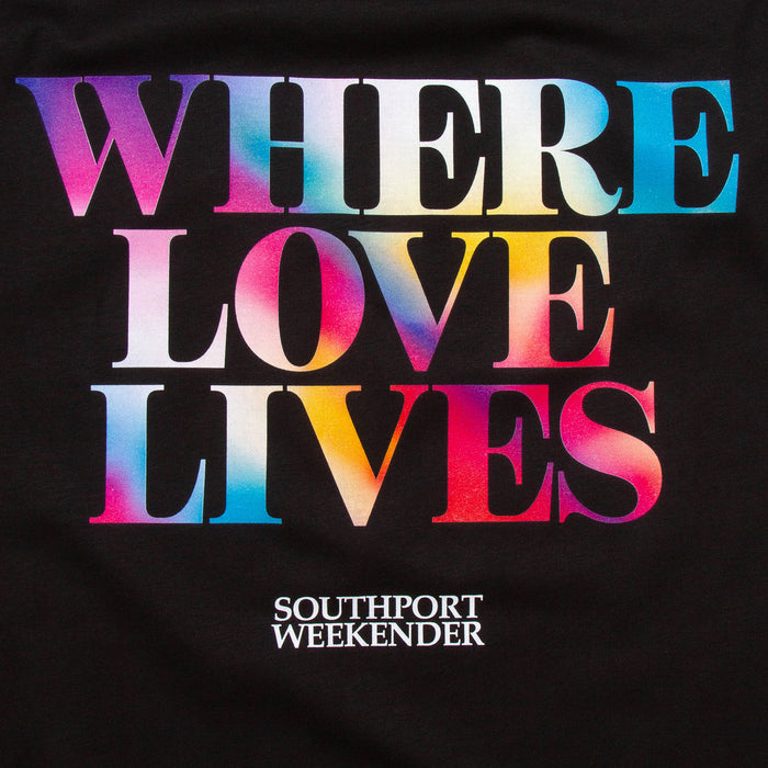 Where Love Lives Front Print - Tshirt - Black